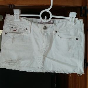 Hollister white jean mini skirt